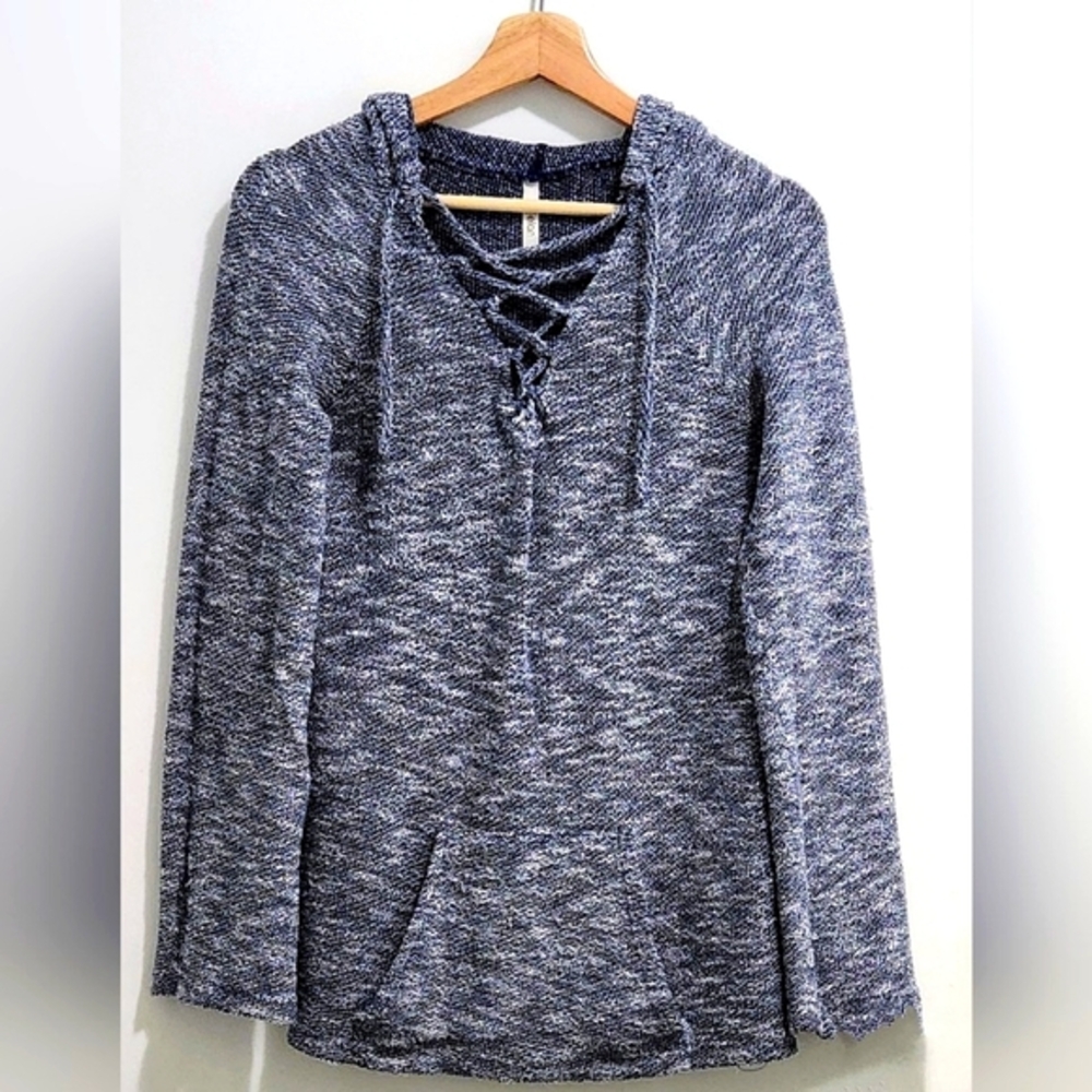 Elan Soft Knit Hoodie Sweater - Navy Heather - Small